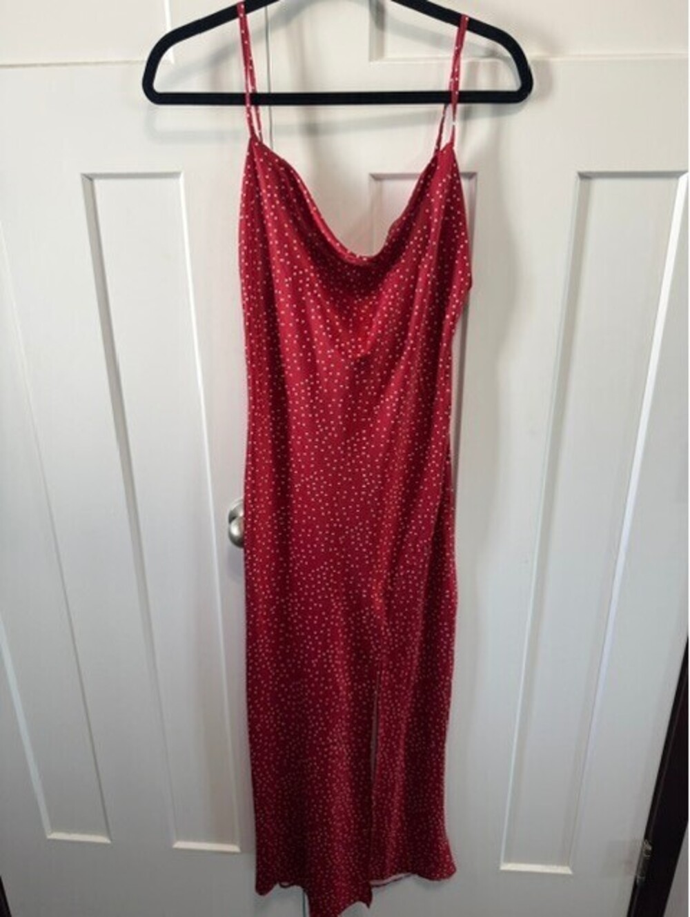 Red Polka dot satin slip dress from Paper Heart size XS Valentines Christmas